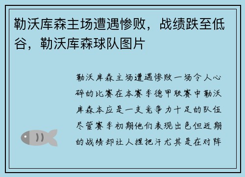 勒沃库森主场遭遇惨败，战绩跌至低谷，勒沃库森球队图片